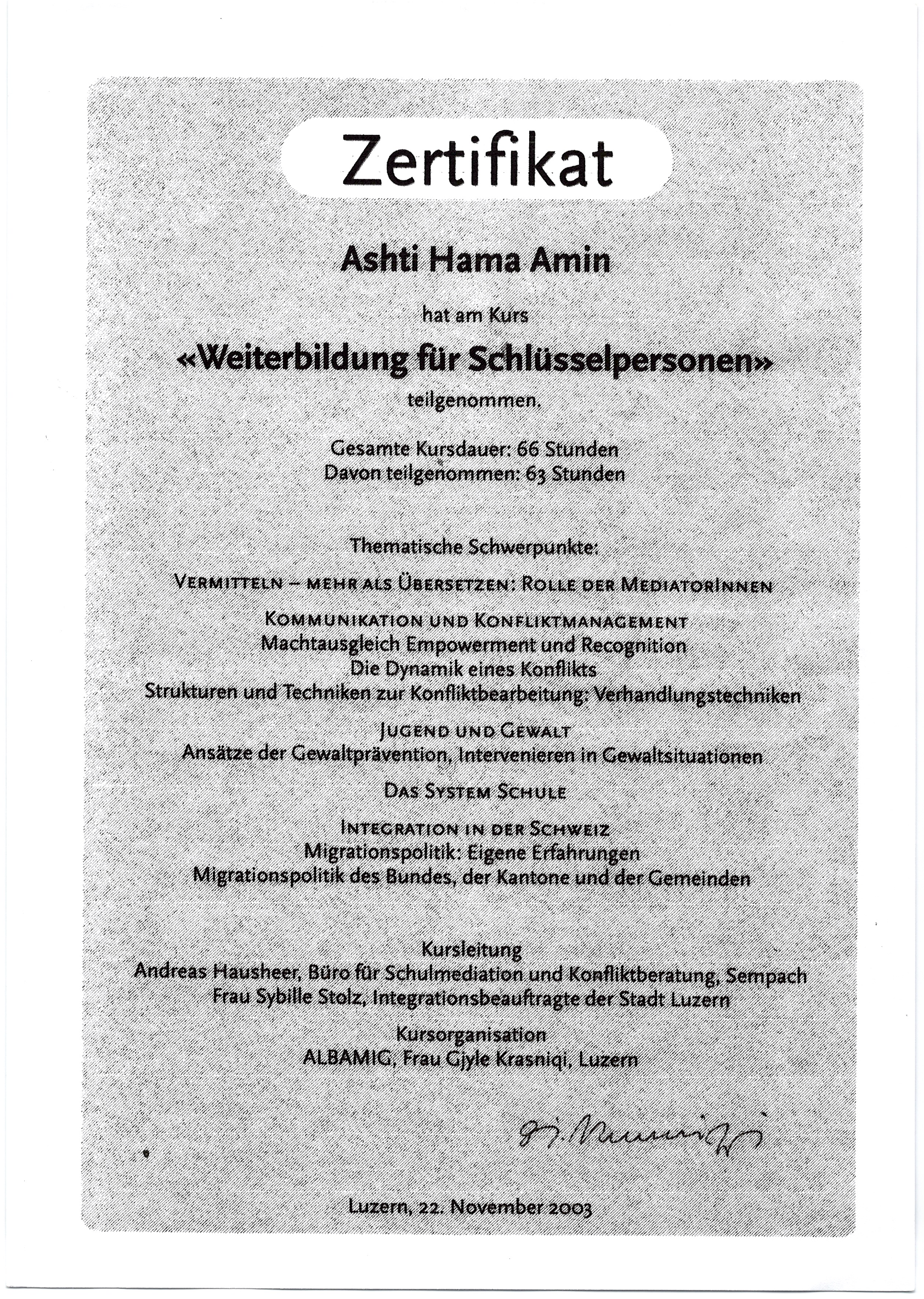 Zertifikat Schl&uuml;sselpersonen 1
