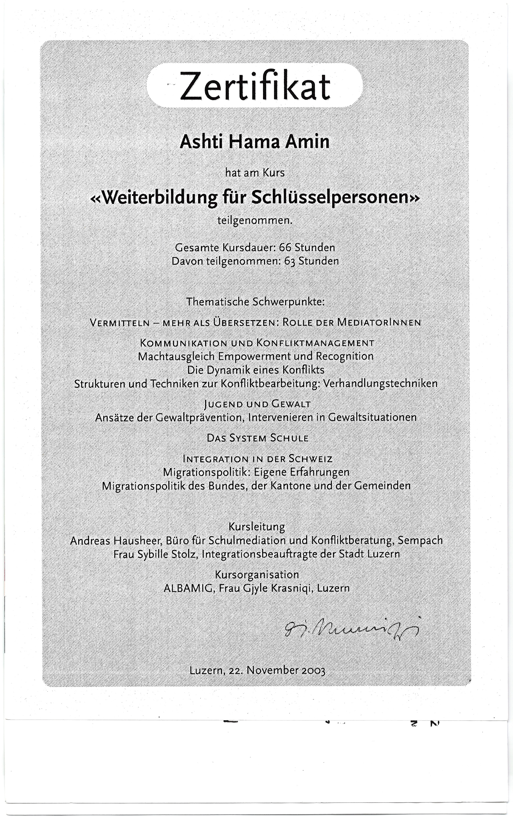 Zertifikat Schl&uuml;sselpersonen 2